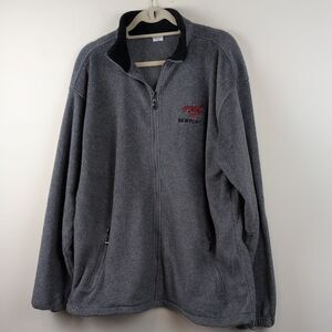 GOGO Sports, Inc Gray & Black Newport RI Embroidered Zip-Up Fleece Jacket Unisex